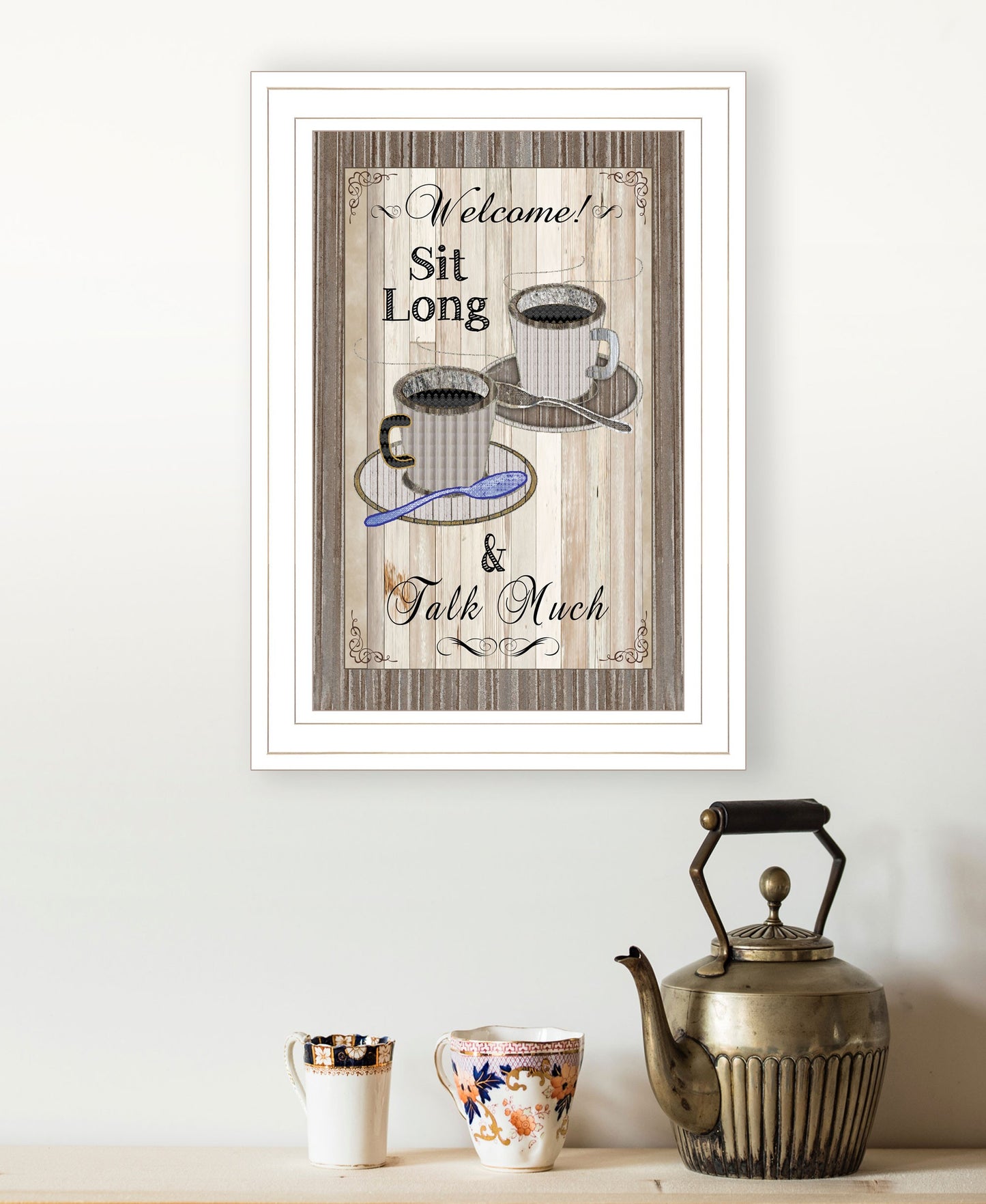 Sit Long Talk Much 1 White Framed Print Wall Art