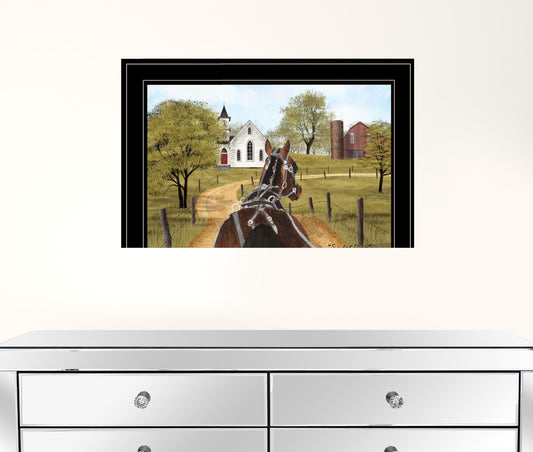 Amish On Sunday Drive 2 Black Framed Print Wall Art