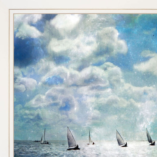 Set Of Two Sailboat Marina 2 White Framed Print Wall Art