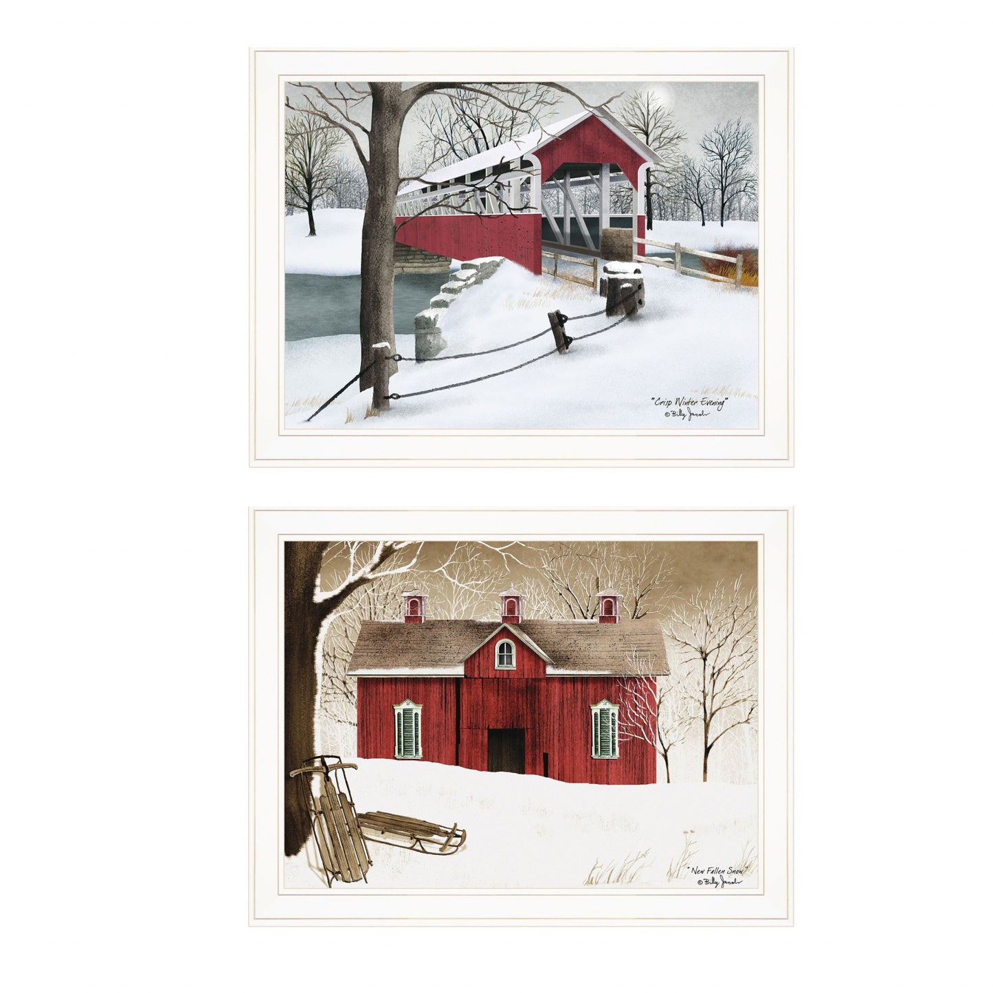 Set Of Two Crisp & New Fallen Snow 2-Piece 1 White Framed Print Wall Art