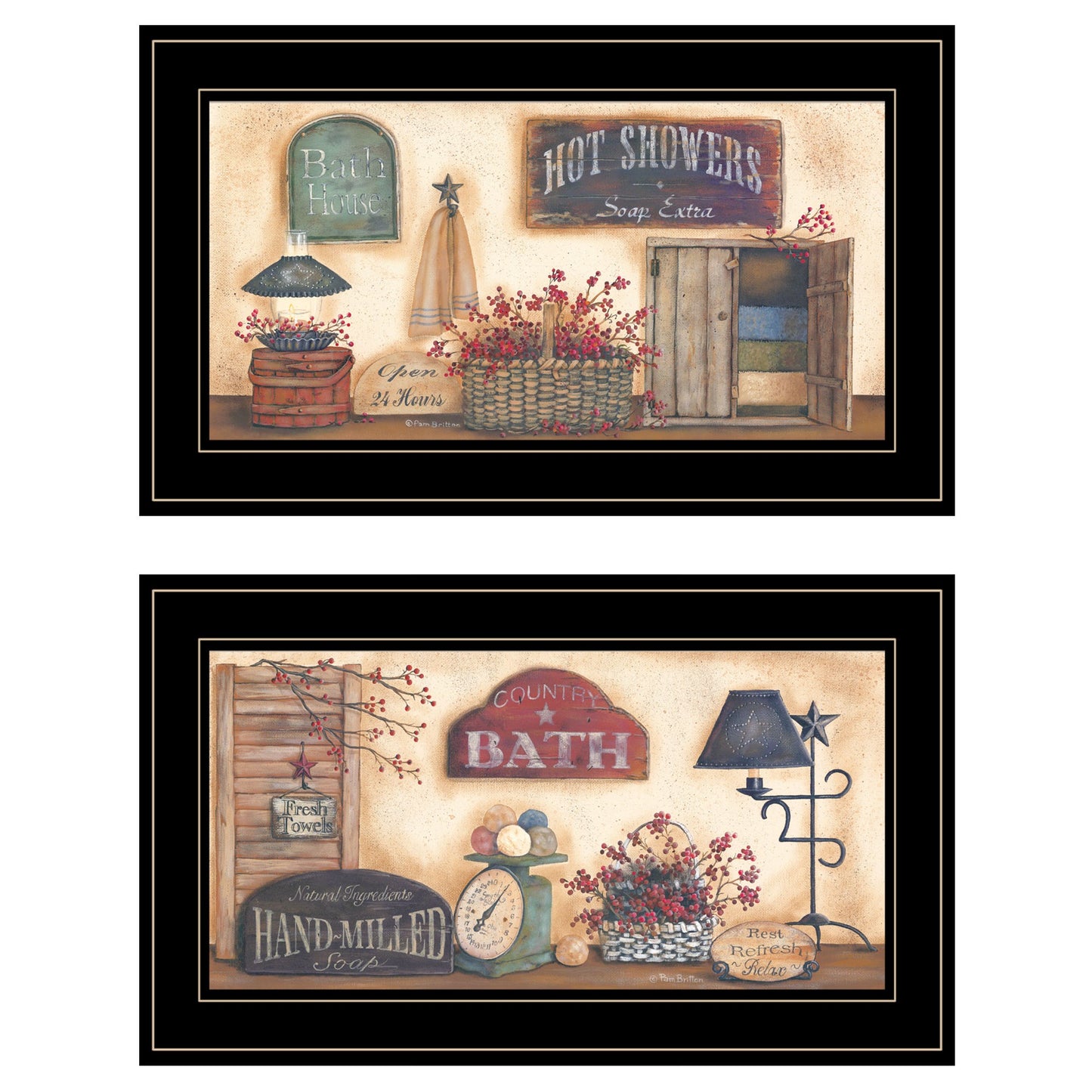 Set Of Two Bath 4 Black Framed Print Wall Art