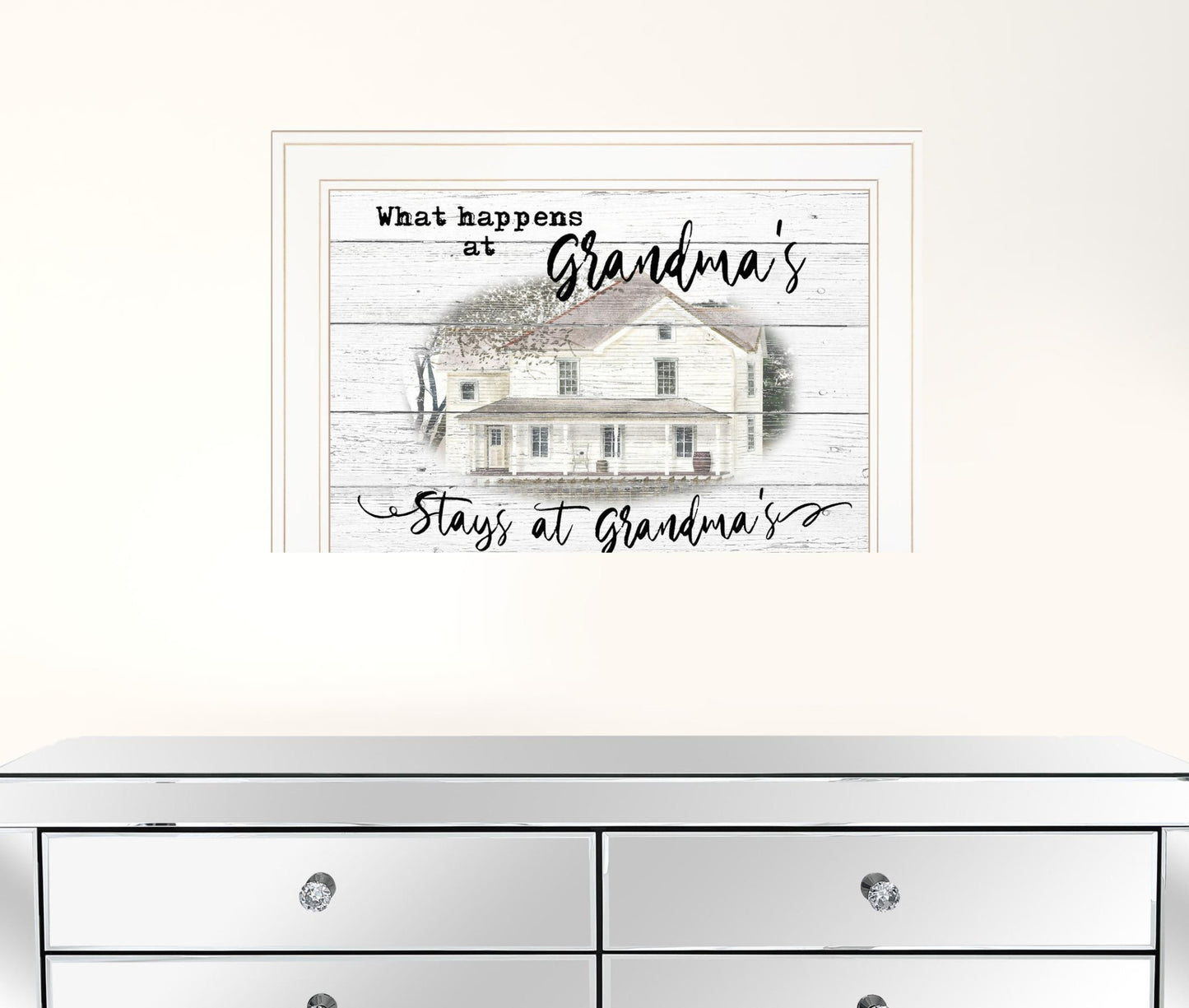 Stays At Grandmas White Framed Print Wall Art