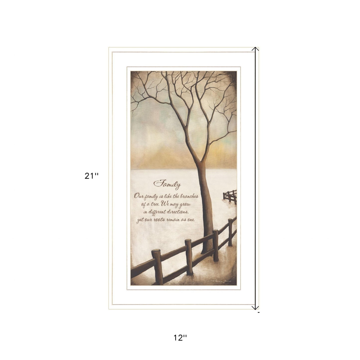 Winter Tree Family Inspirational White Framed Print Wall Art