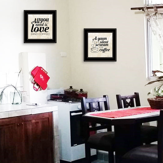 Set Of Two All You Need Is Coffee 2 Black Framed Print Wall Art