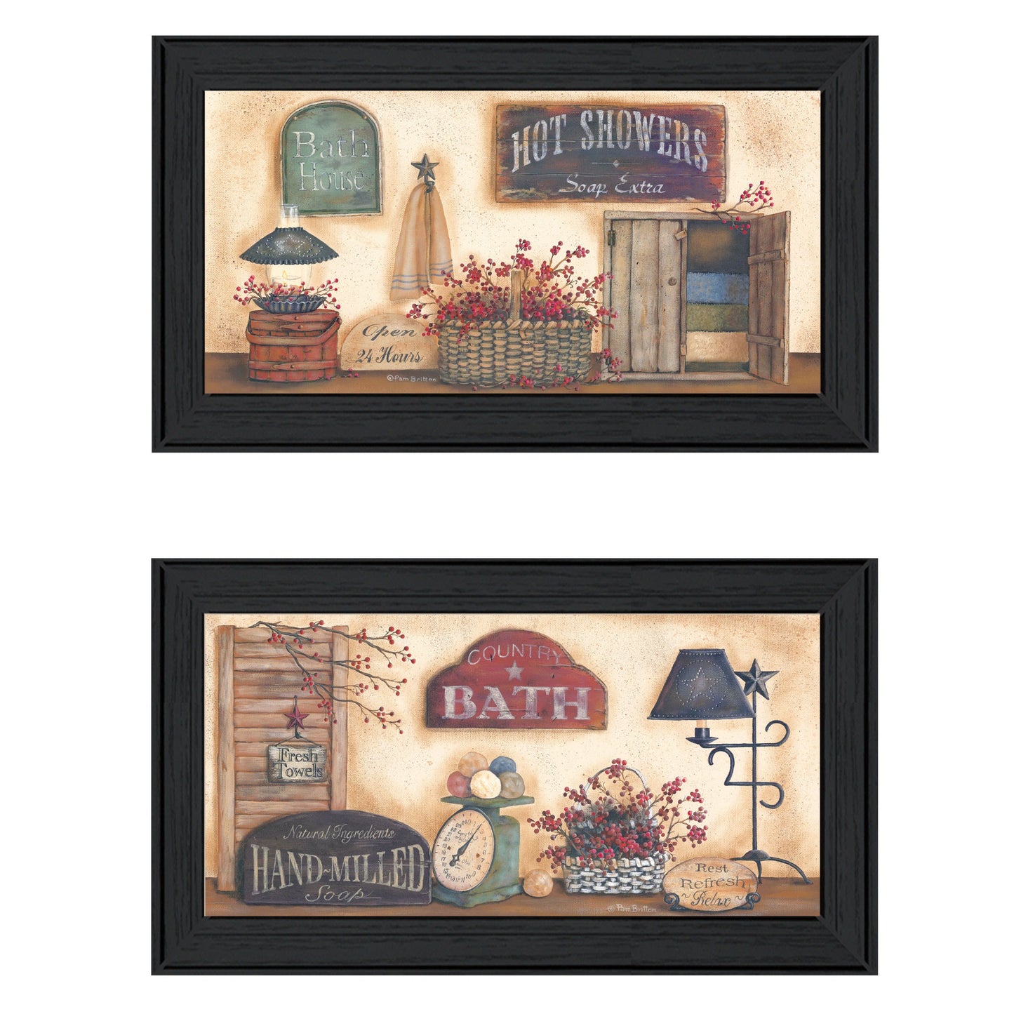 Set Of Two Bath 3 Black Framed Print Wall Art