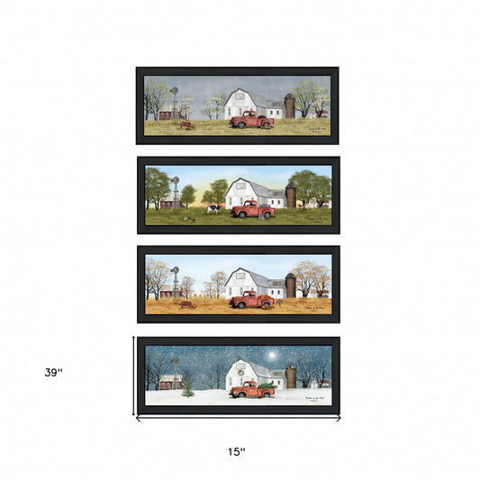 Set Of Four Billy Jacobs Four Seasons Collection VII 4-Piece 2 Black Framed Print Wall Art