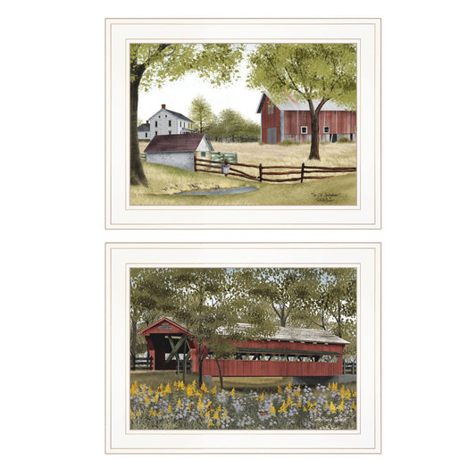 Set Of Two The Spring House 1 White Framed Print Wall Art