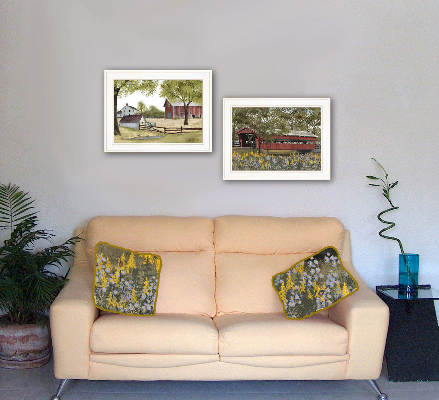 Set Of Two The Spring House 1 White Framed Print Wall Art