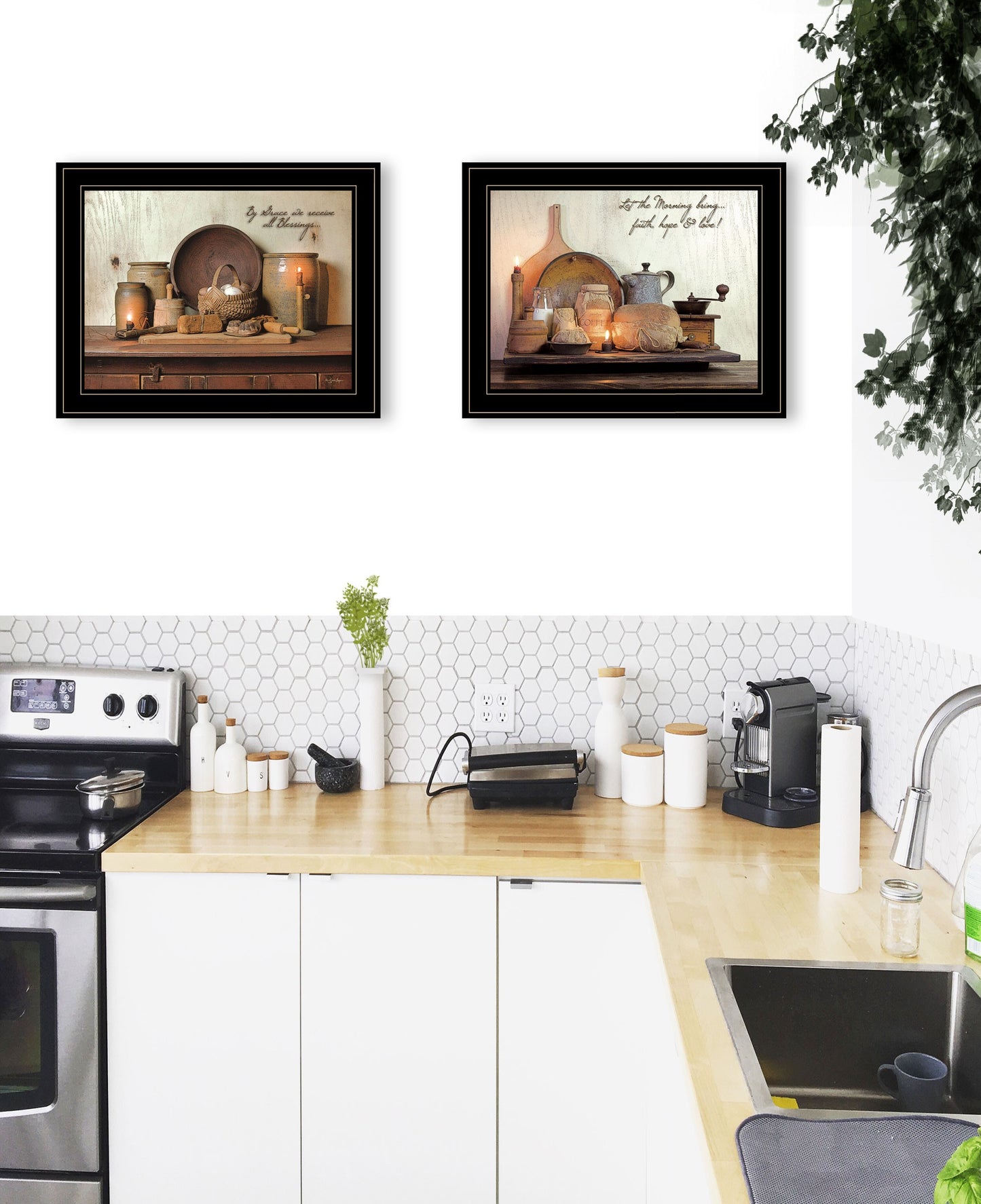 Set Of Two By Grace 3 Black Framed Print Wall Art