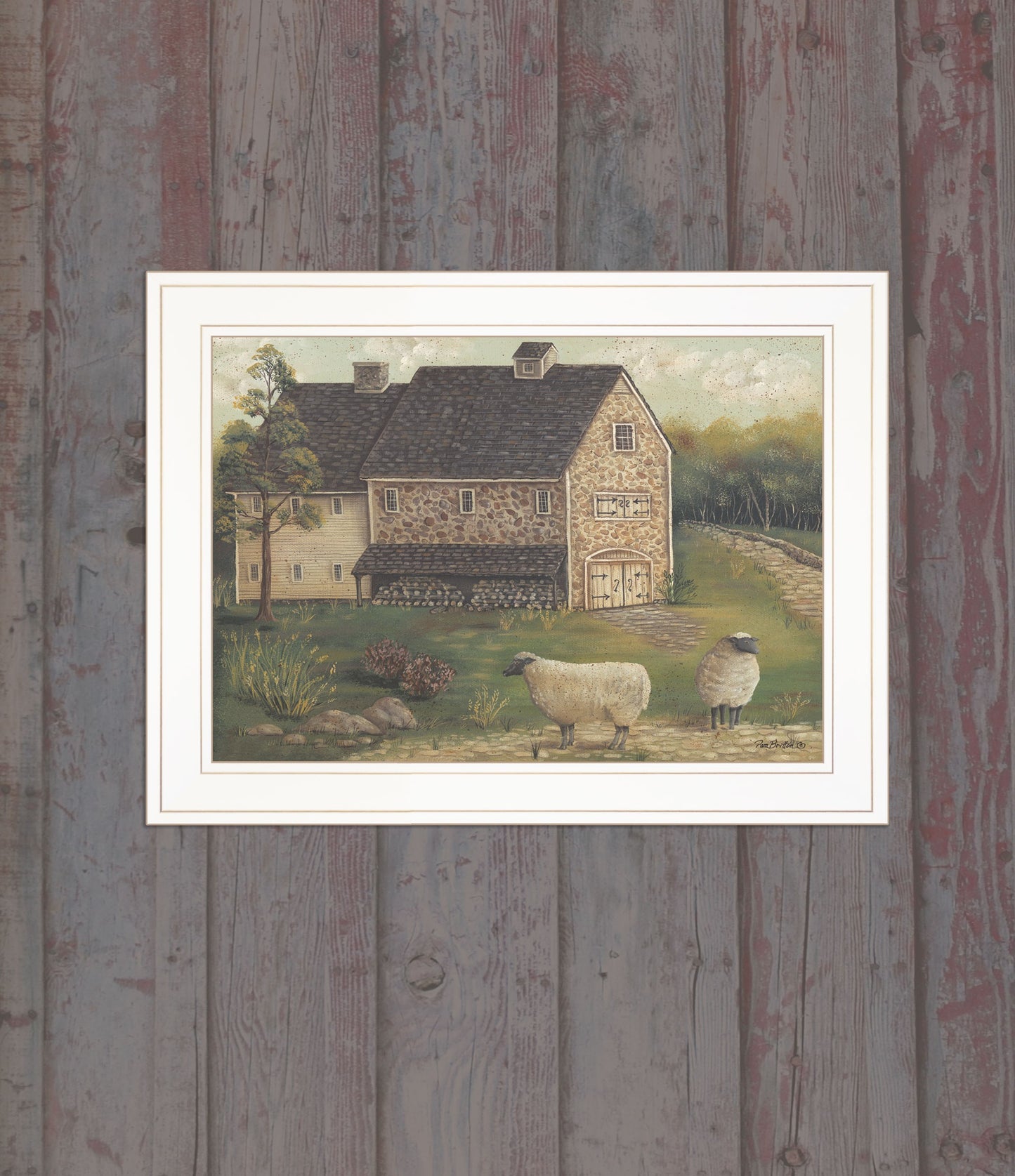 Stone Barn 2 White Framed Print Wall Art