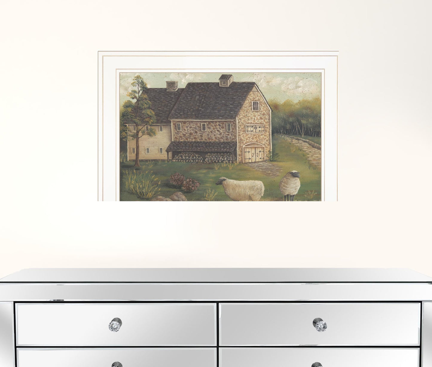 Stone Barn 2 White Framed Print Wall Art