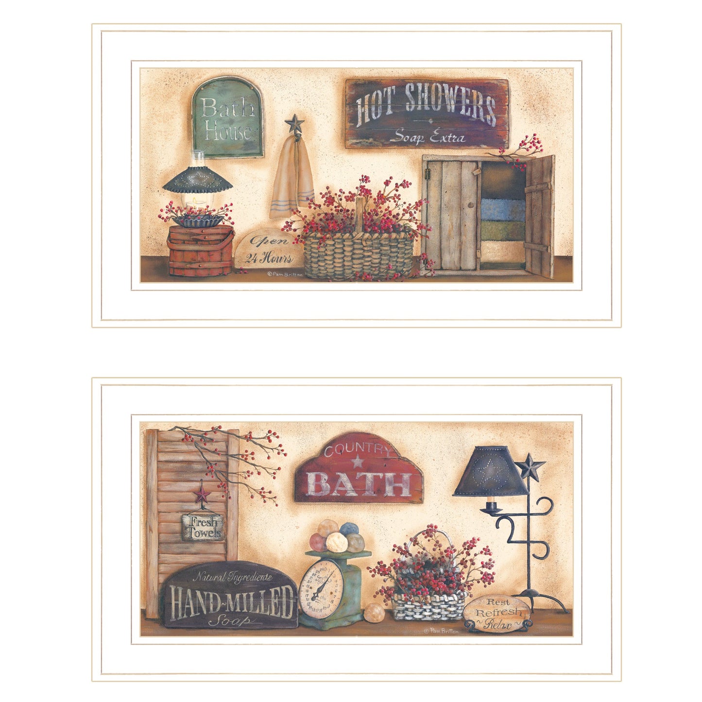 Set Of Two Bath 2 White Framed Print Wall Art