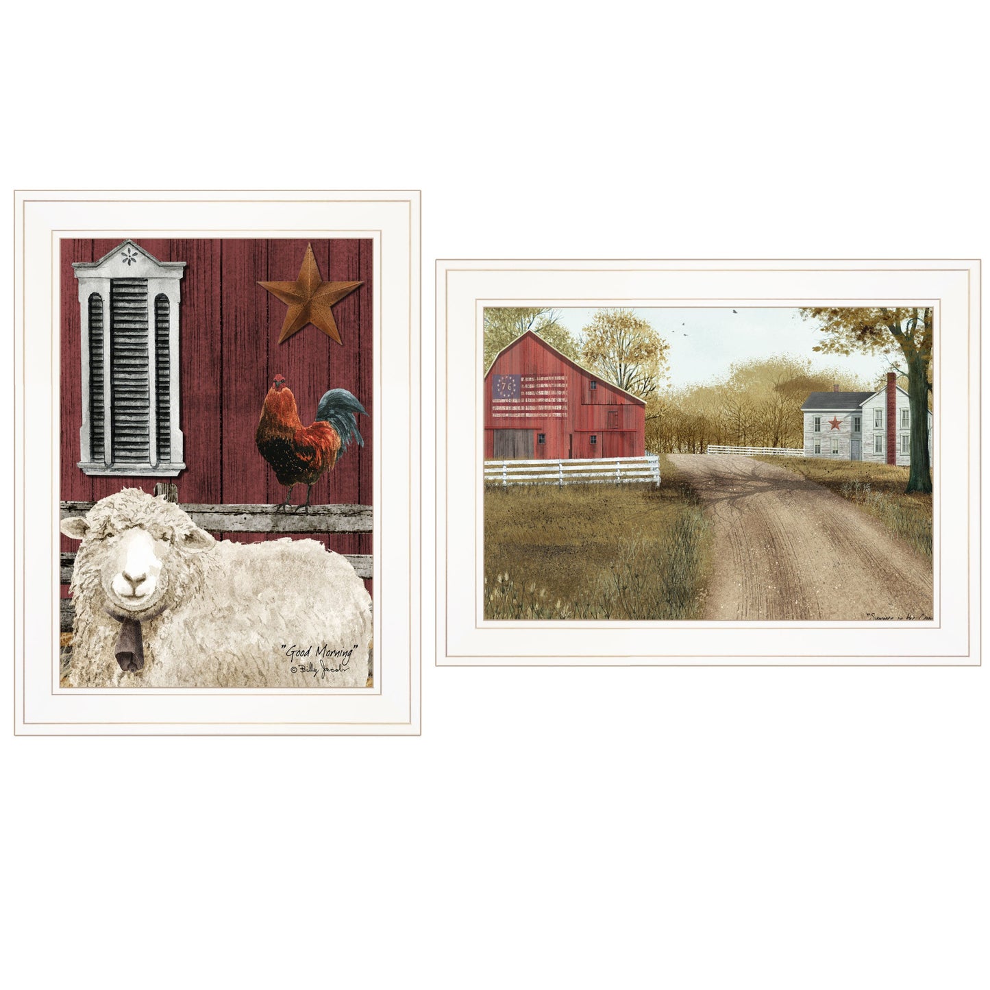 Set Of Two Good Morning 1 White Framed Print Wall Art