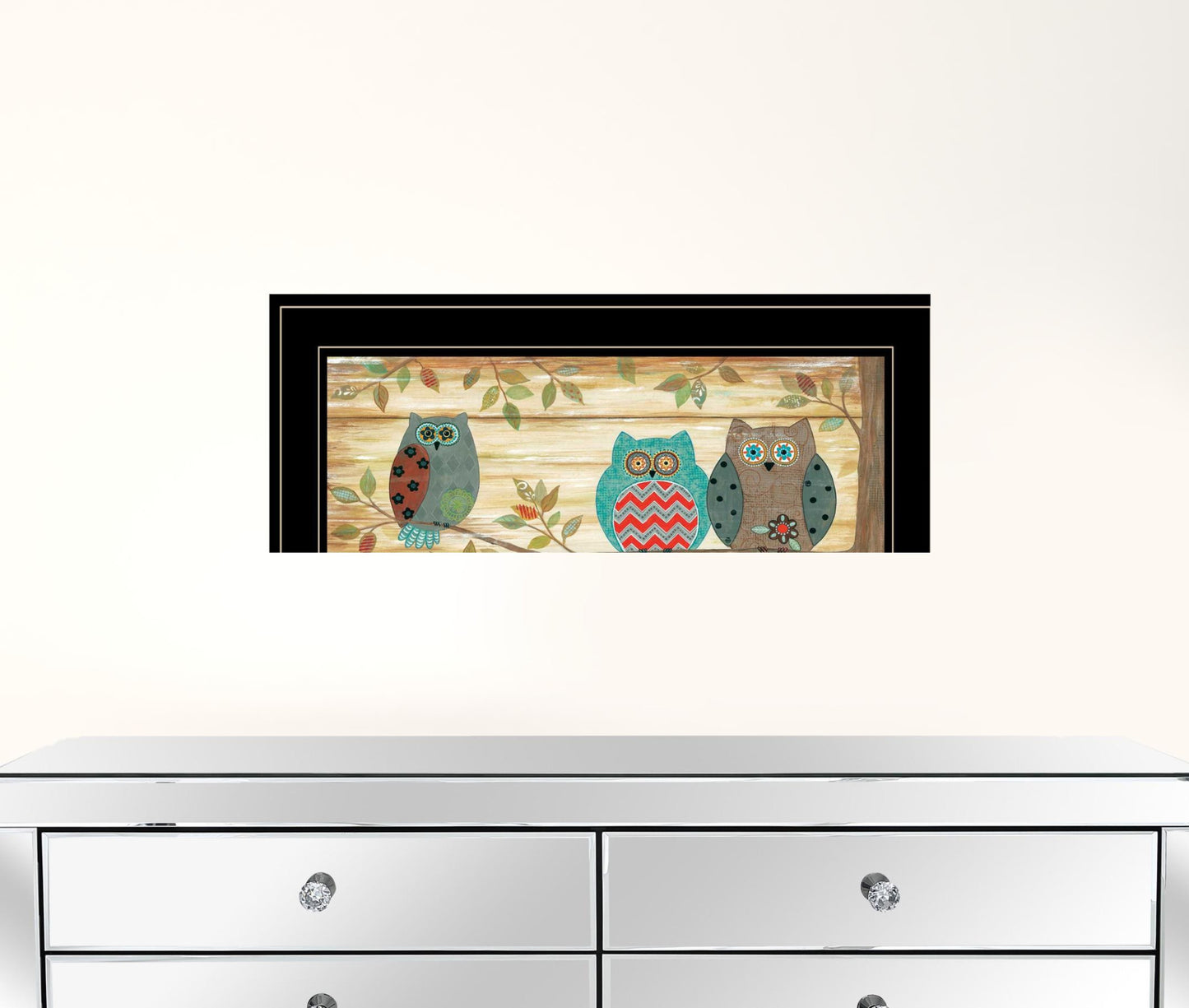 Three Wise Owls 4 Black Framed Print Wall Art