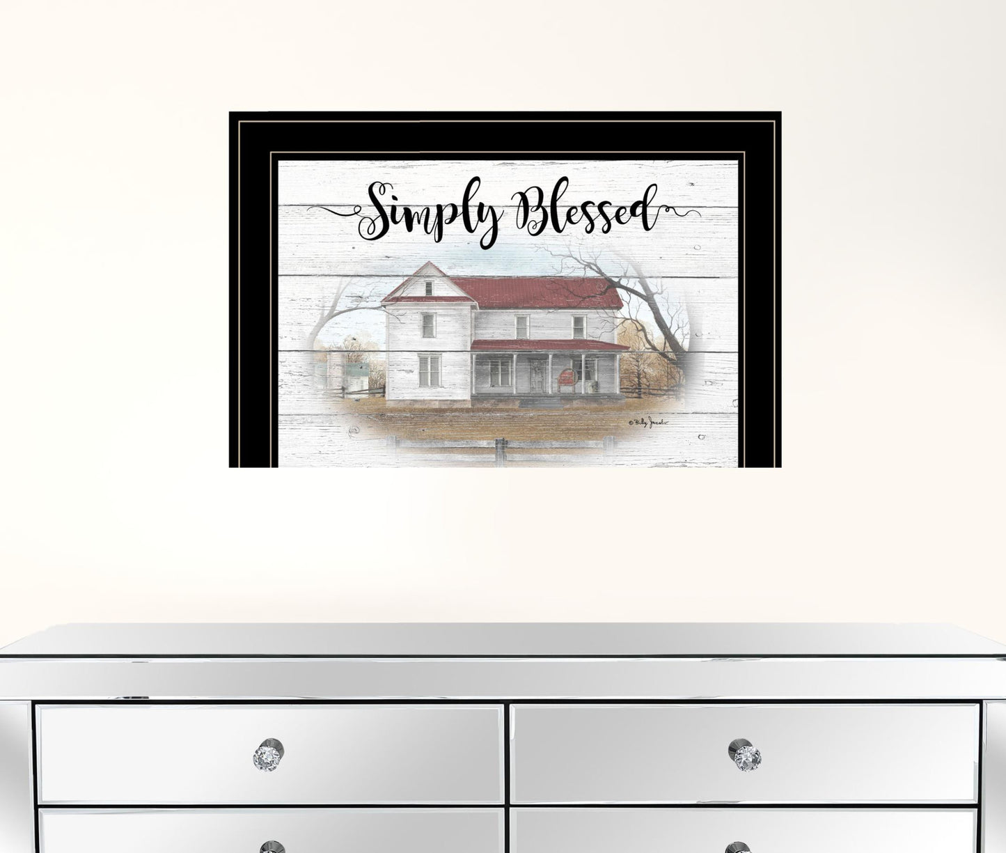 Simply Blessed Farmhouse Black Framed Print Wall Art