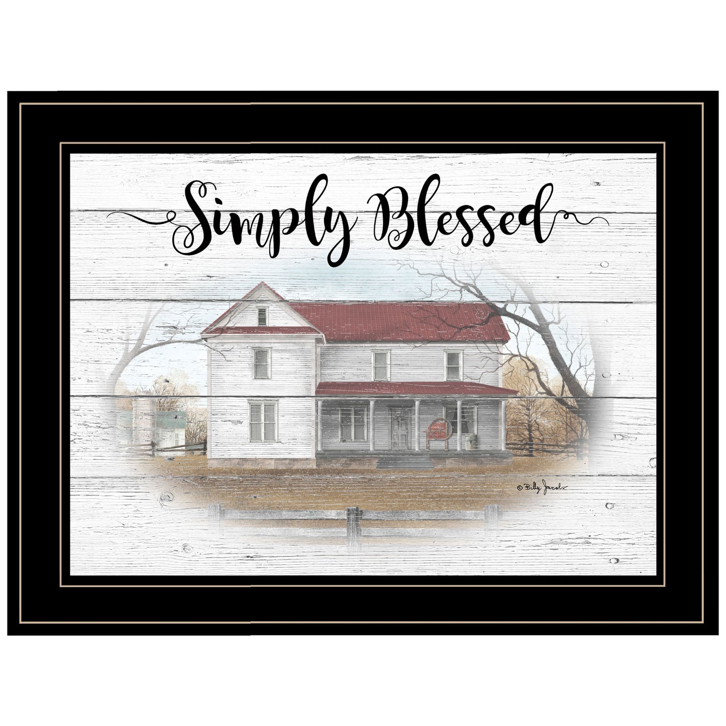 Simply Blessed Farmhouse Black Framed Print Wall Art