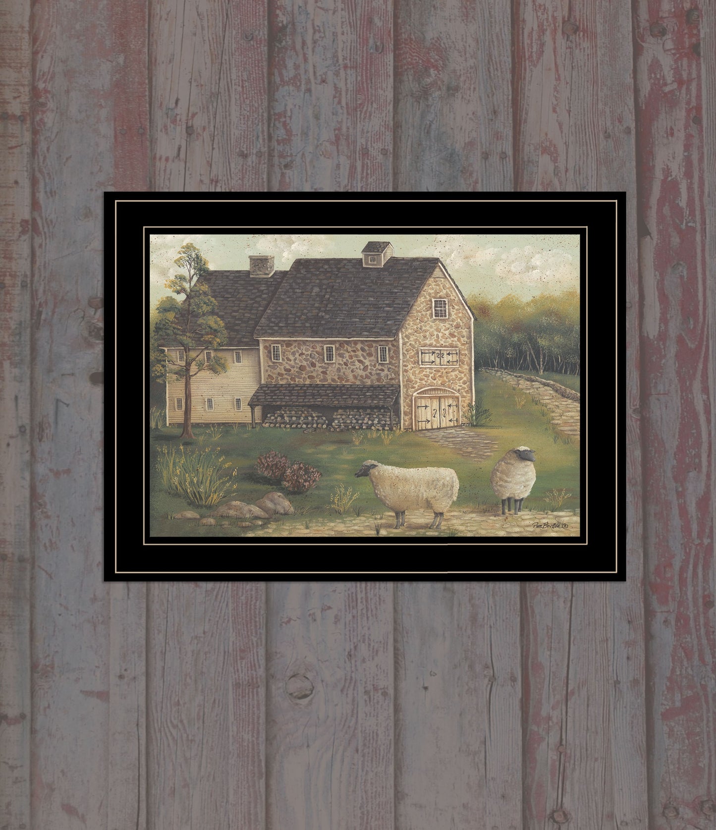 Stone Barn 3 Black Framed Print Wall Art