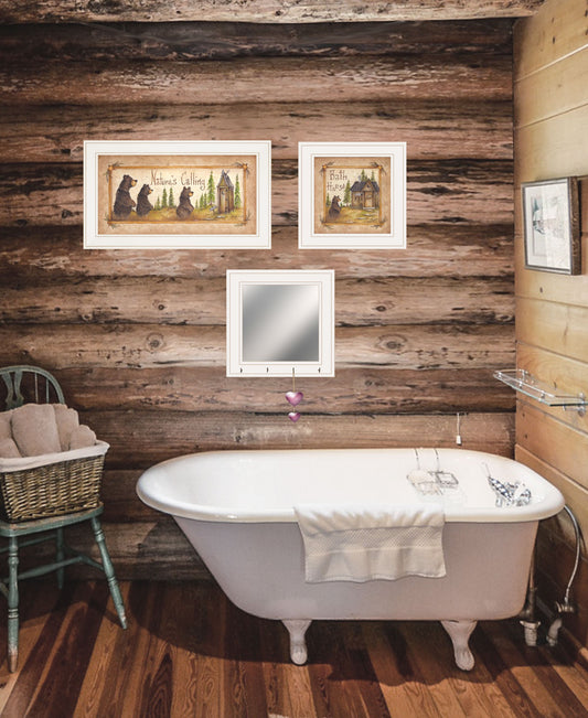 Set Of Three Nature Bath 1 White Framed Print Wall Art