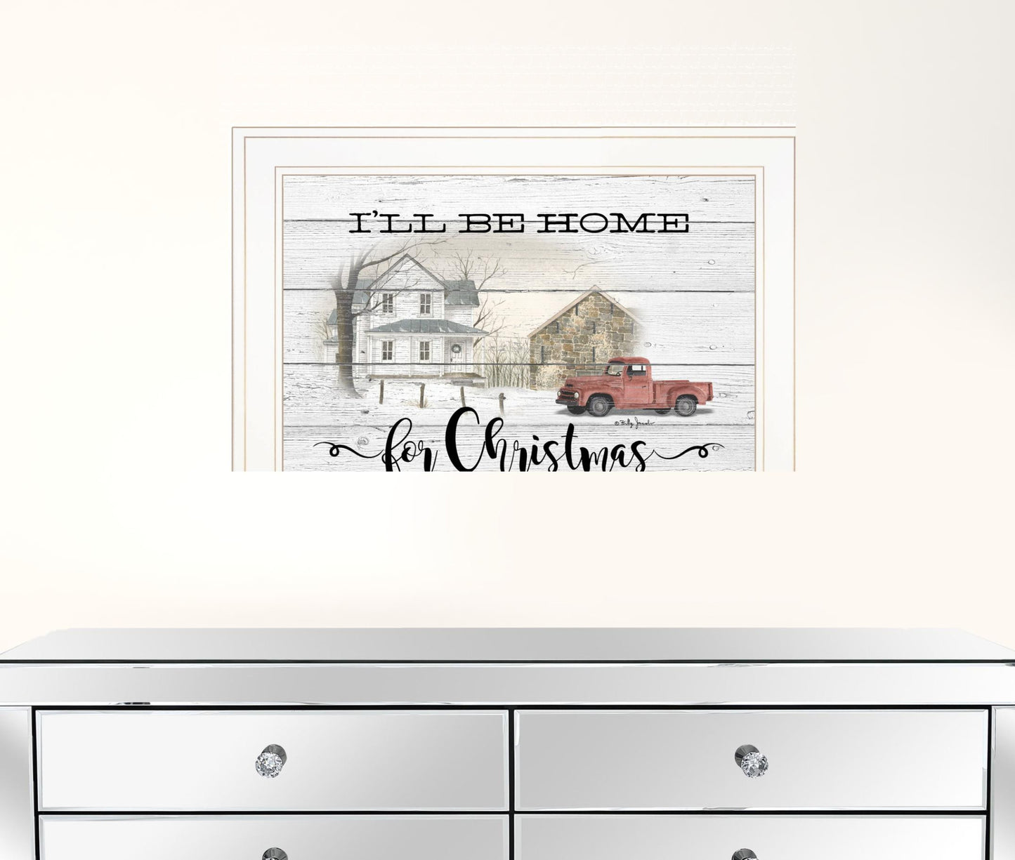 Ill Be Home For Christmas 2 White Framed Print Wall Art