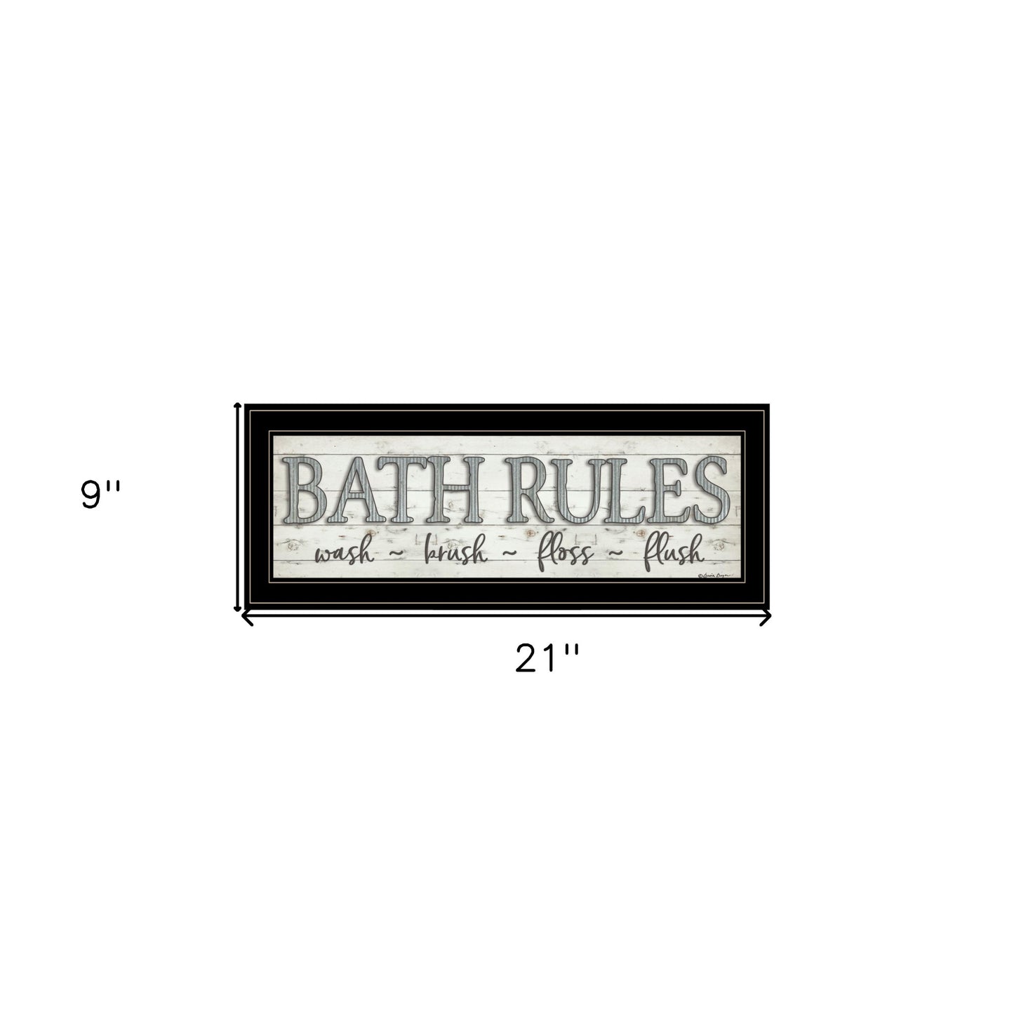 Bath Rules 2 Black Framed Print Wall Art