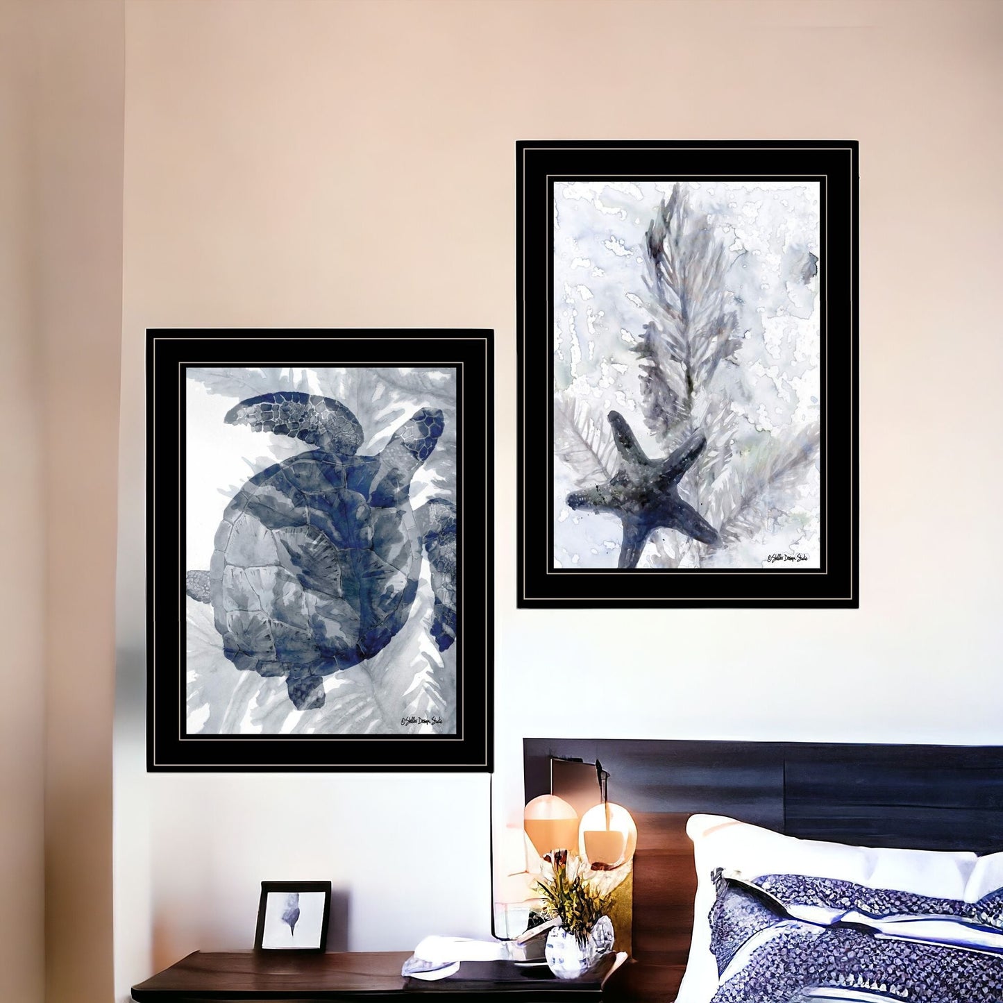 Set Of Two Ocean 2 Black Framed Print Wall Art