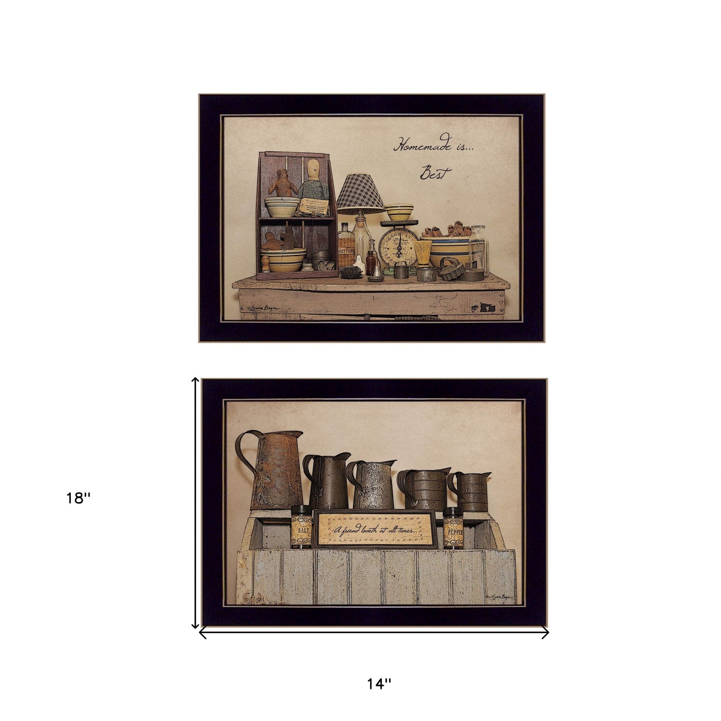 Set Of Two Homemade Is Best 3 Black Framed Print Kitchen Wall Art