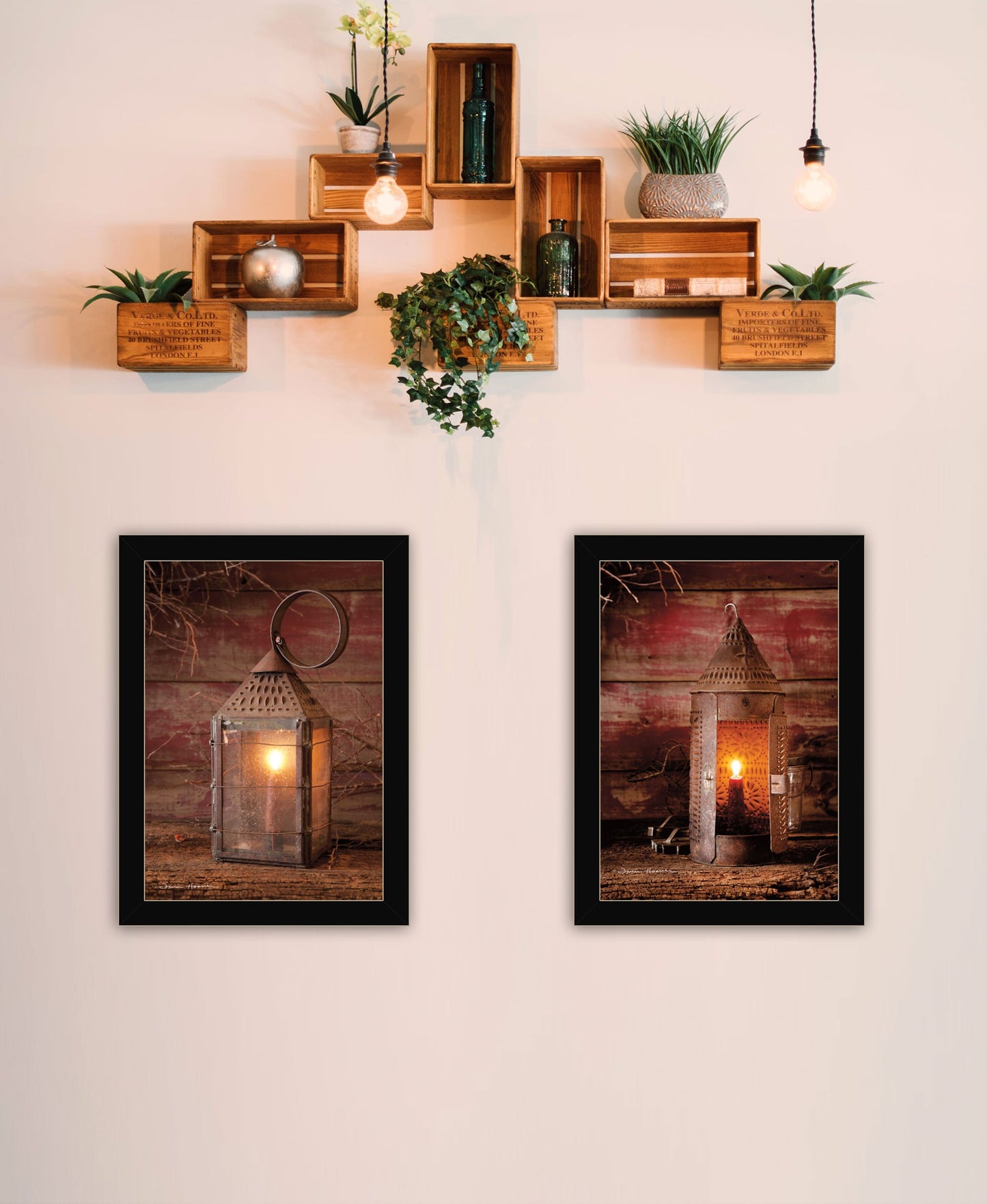 Set Of Two Innkeepers Lantern 3 Black Framed Print Wall Art