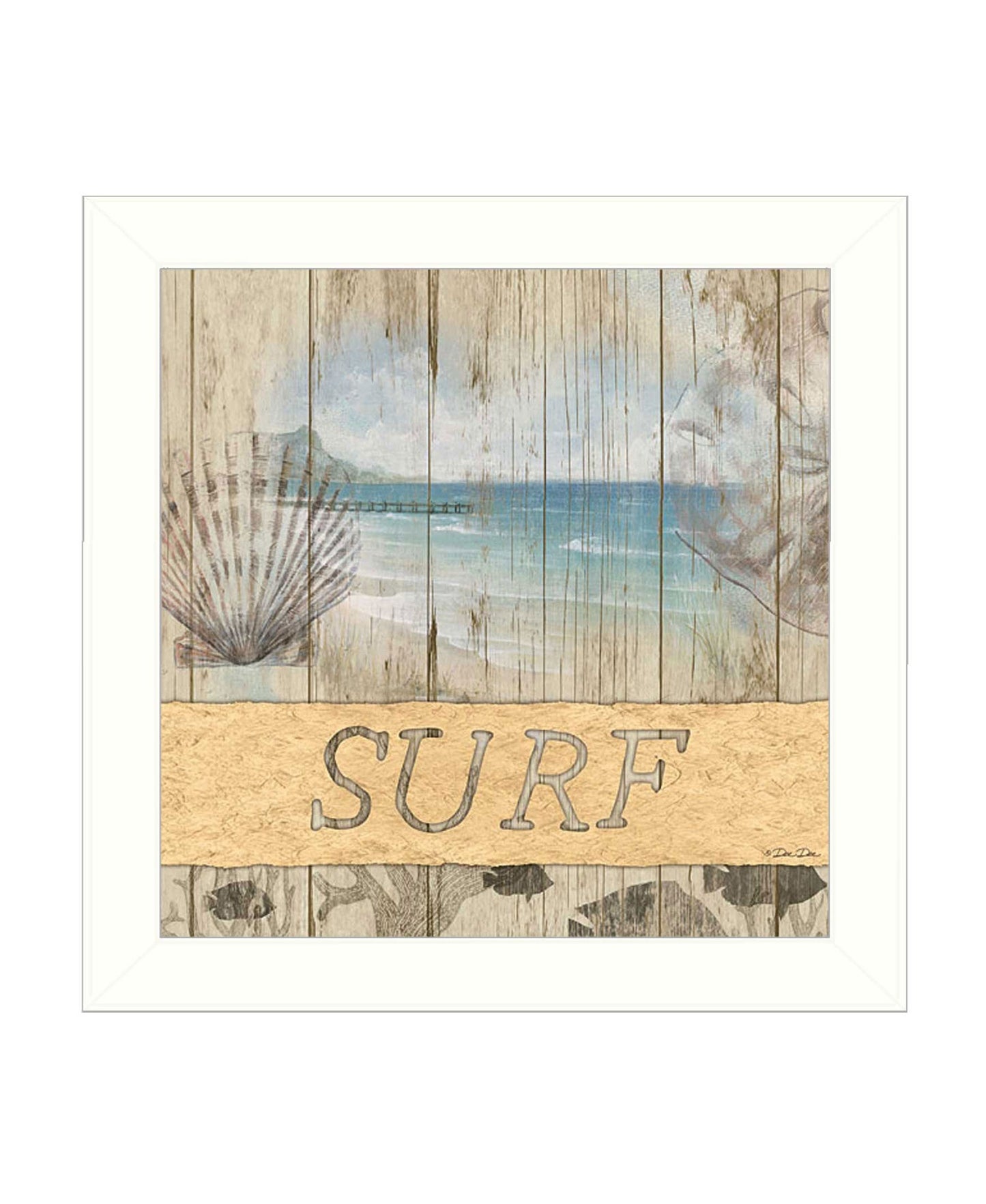 SURF White Framed Print Wall Art