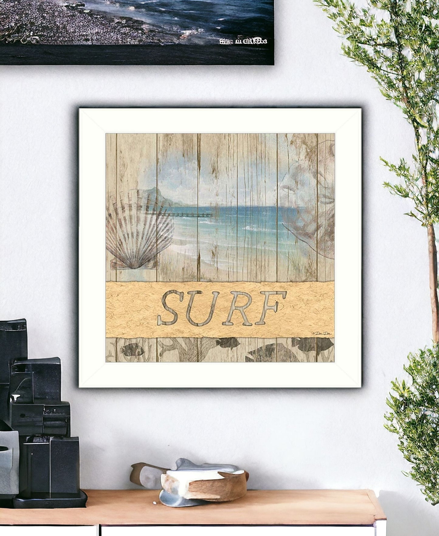 SURF White Framed Print Wall Art