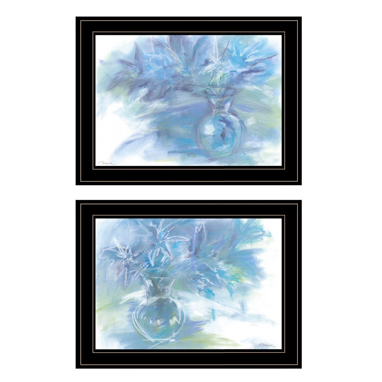 Set Of Two Morning Glory 2 Black Framed Print Wall Art