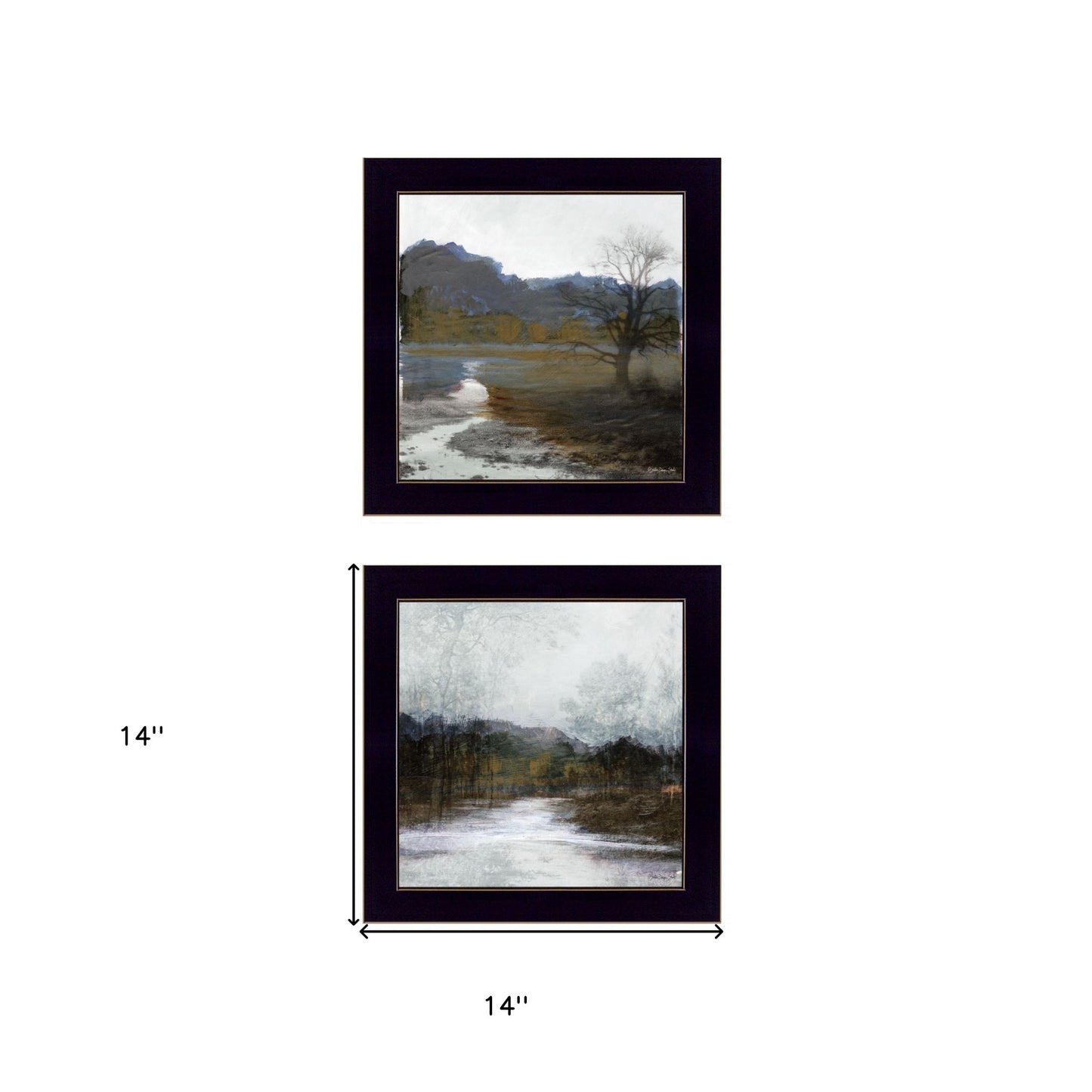 Set Of Two Winter Landscape 3 Black Framed Print Wall Art