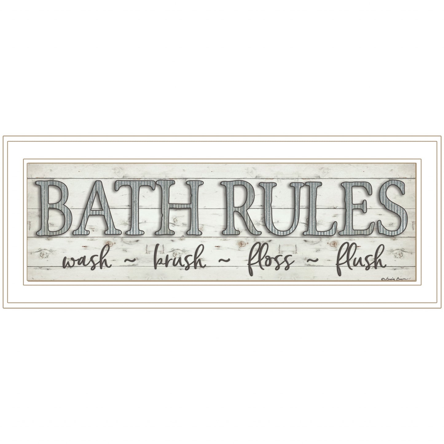 Bath Rules 1 White Framed Print Wall Art