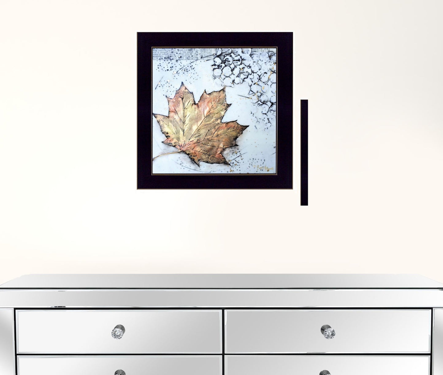 Set Of Two Fall Leaves Abstract Black Framed Print Wall Art