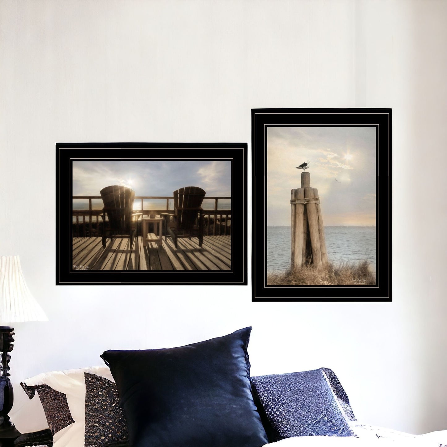 Set Of Two By The Sea 2 Black Framed Print Wall Art