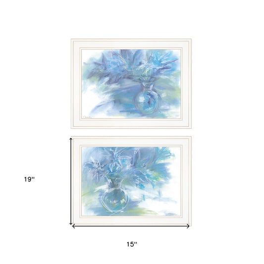 Set Of Two Morning Glory 1 White Framed Print Wall Art