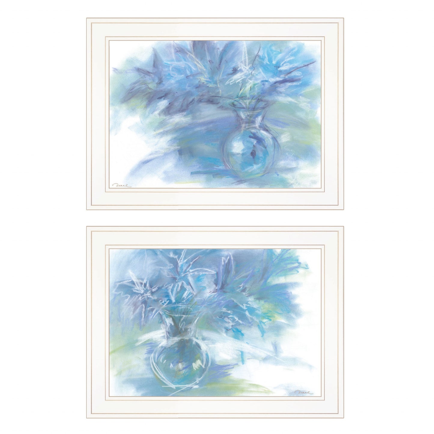 Set Of Two Morning Glory 1 White Framed Print Wall Art