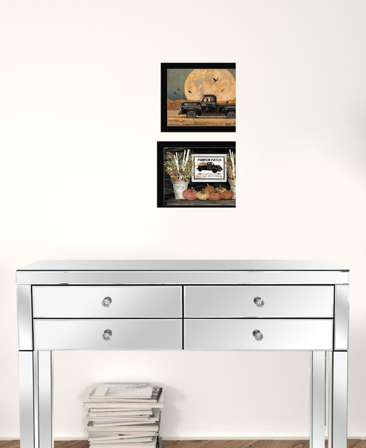 Set Of Two Harvest Moon 3 Black Framed Print Wall Art