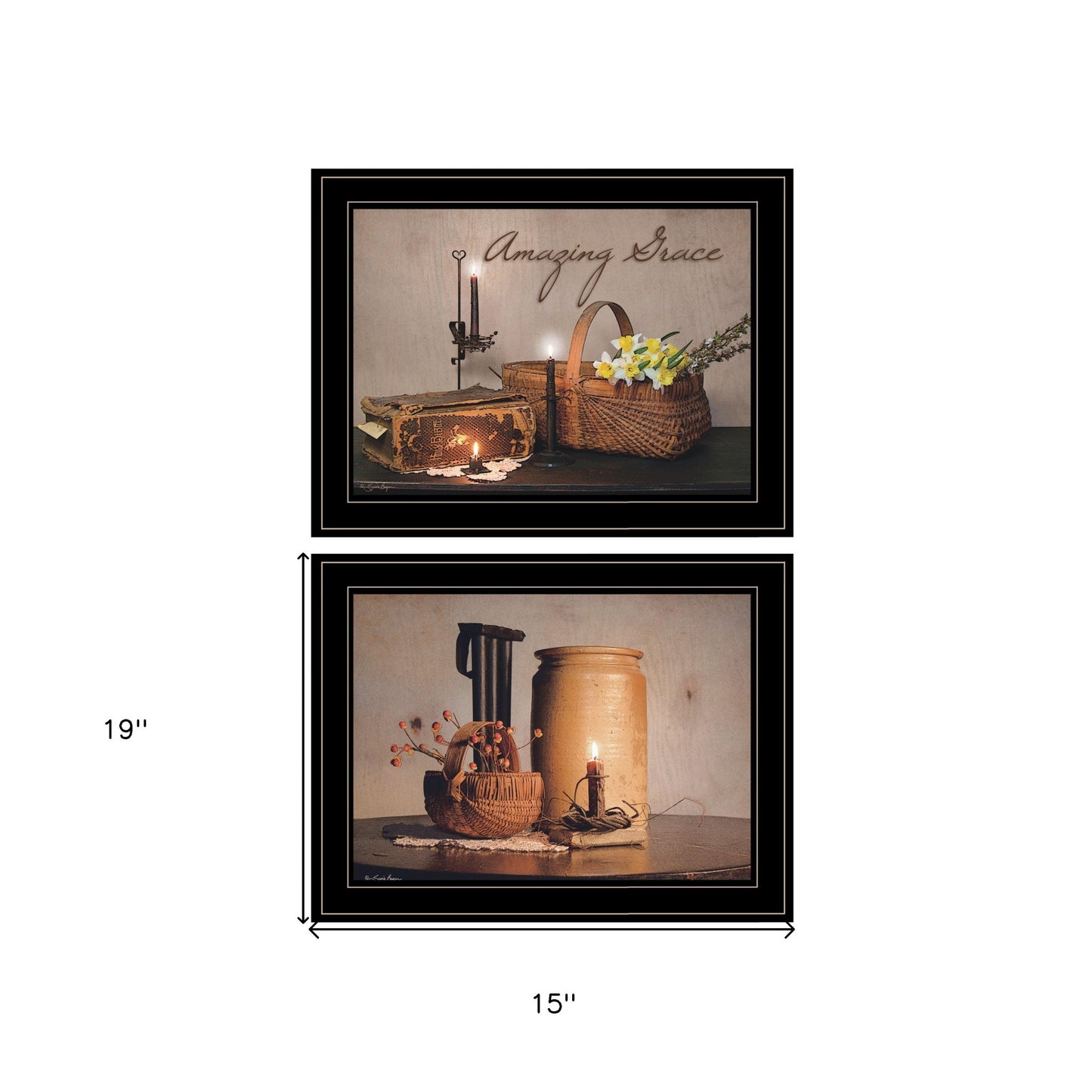 Set Of Two Amazing Grace 6 Black Framed Print Kitchen Wall Art