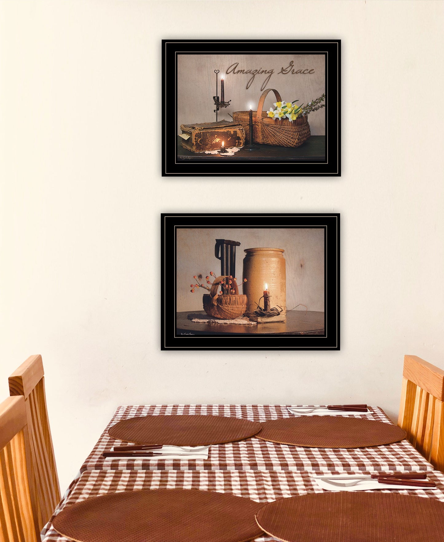 Set Of Two Amazing Grace 6 Black Framed Print Kitchen Wall Art