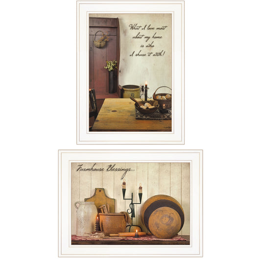 Set Of Two What I Love Most 1 White Framed Print Kitchen Wall Art