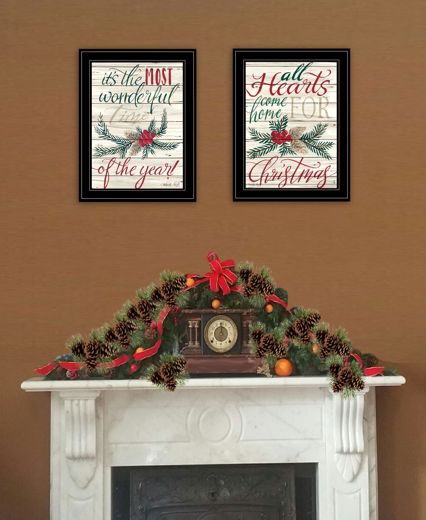 Set Of Two All Heart Come Home For Christmas 2 Black Framed Print Wall Art