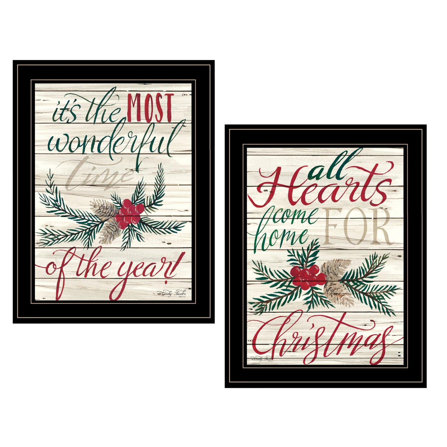 Set Of Two All Heart Come Home For Christmas 2 Black Framed Print Wall Art