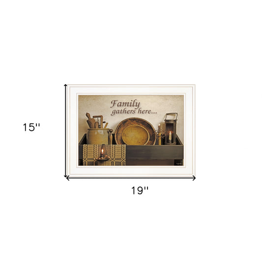 Family Gather Here 2 White Framed Print Wall Art