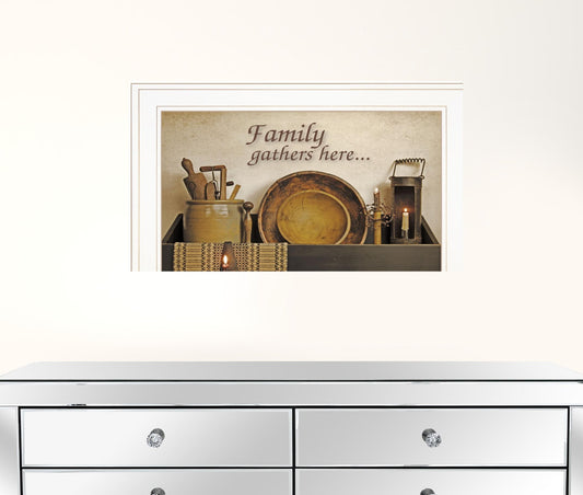 Family Gather Here 2 White Framed Print Wall Art