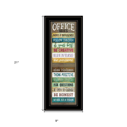 Office Rules 3 Black Framed Print Wall Art