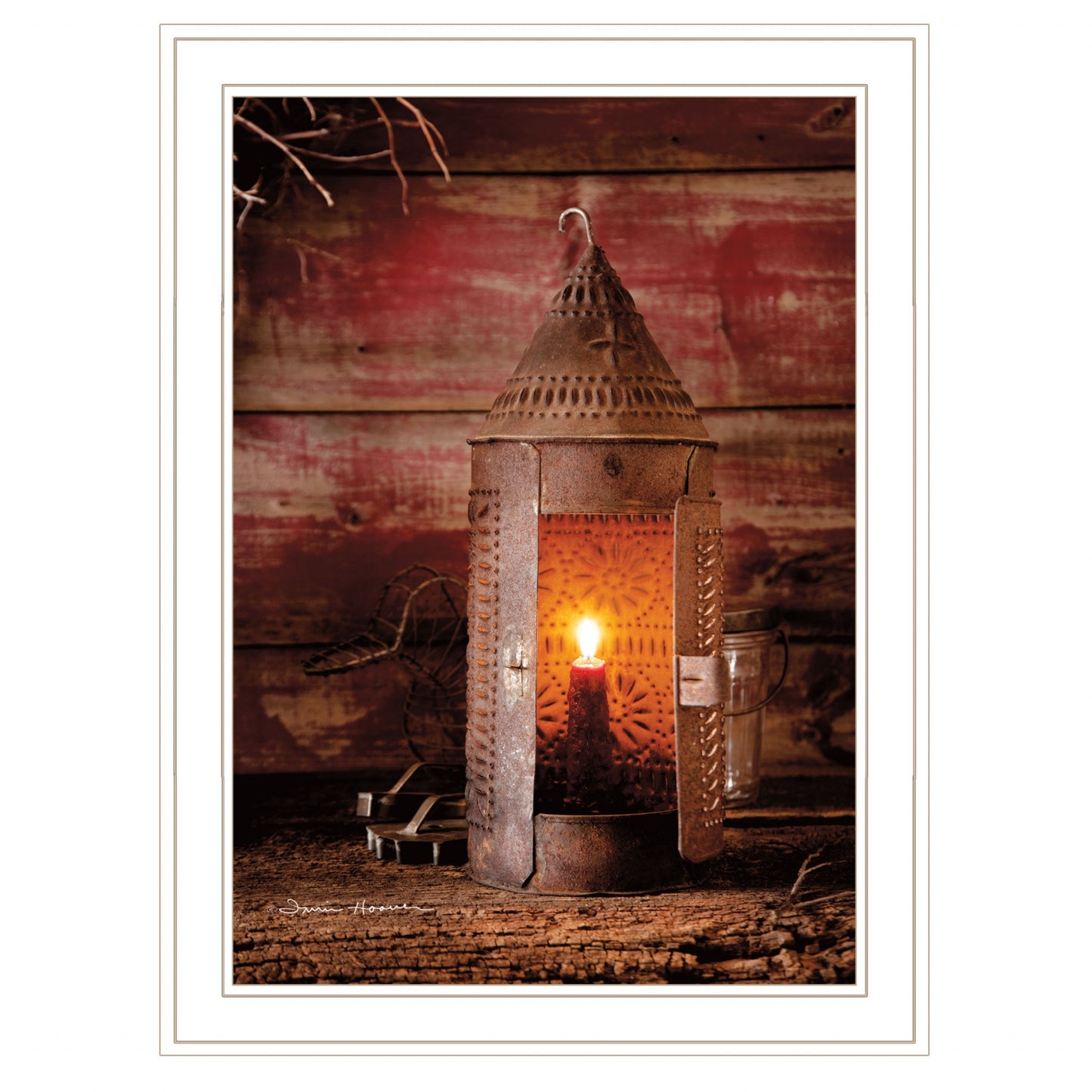 Tinners Lantern 1 White Framed Print Wall Art