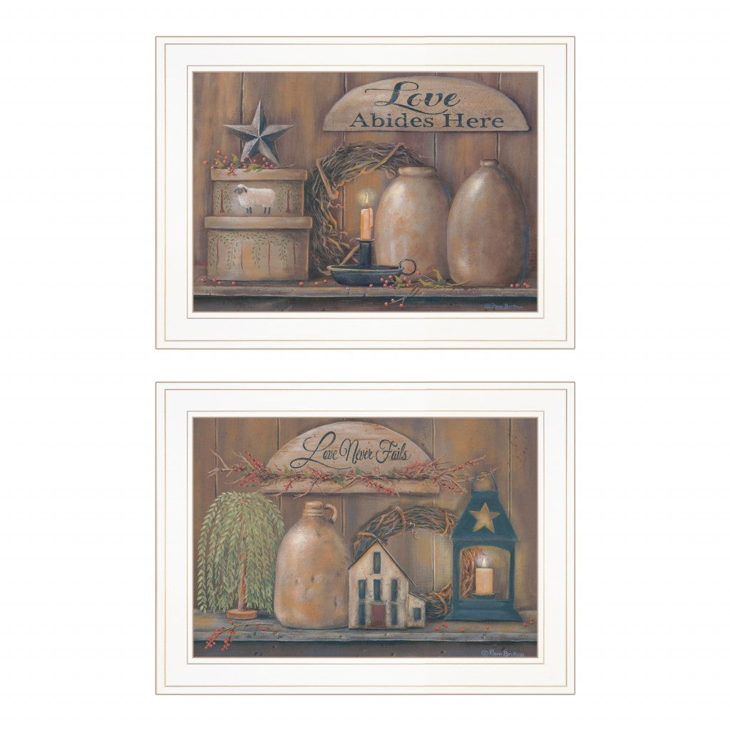 Set Of Two Americana Country Love Sentiment Framed Print Wall Art