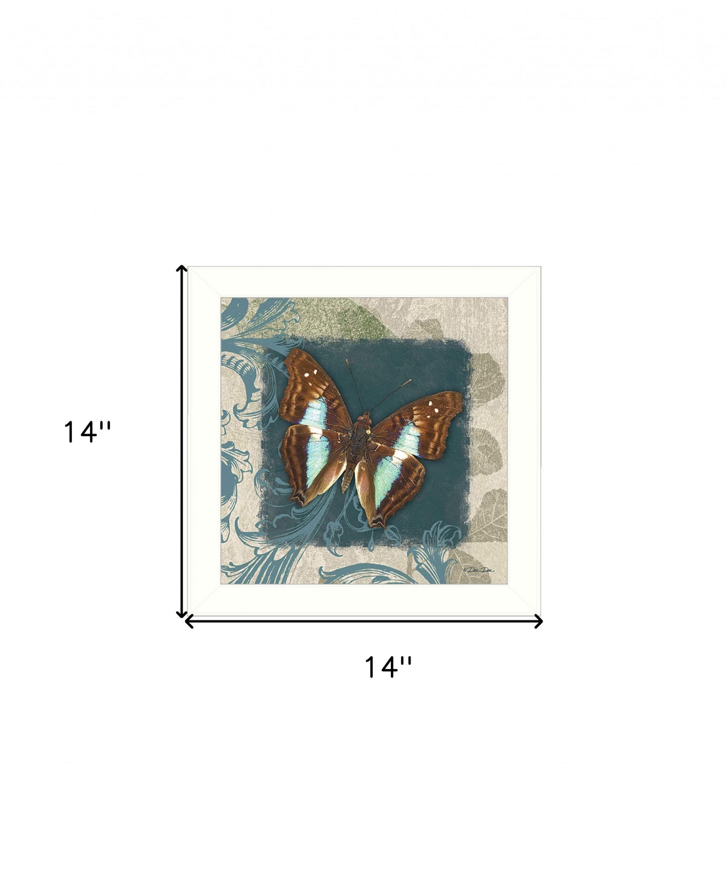 Swirl Butterfly White Framed Print Wall Art