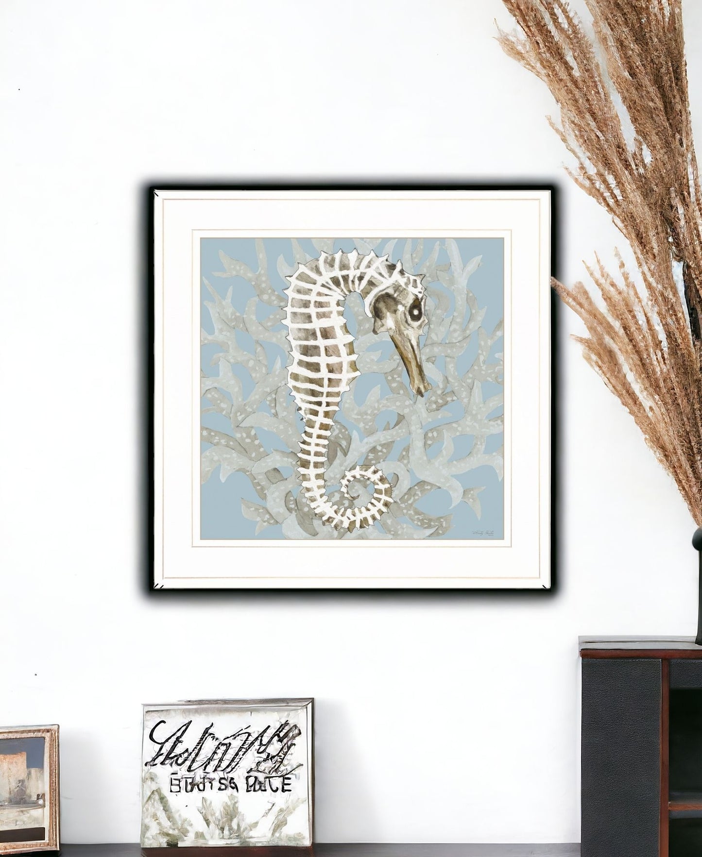 Coral Seahorse I 2 White Framed Print Wall Art