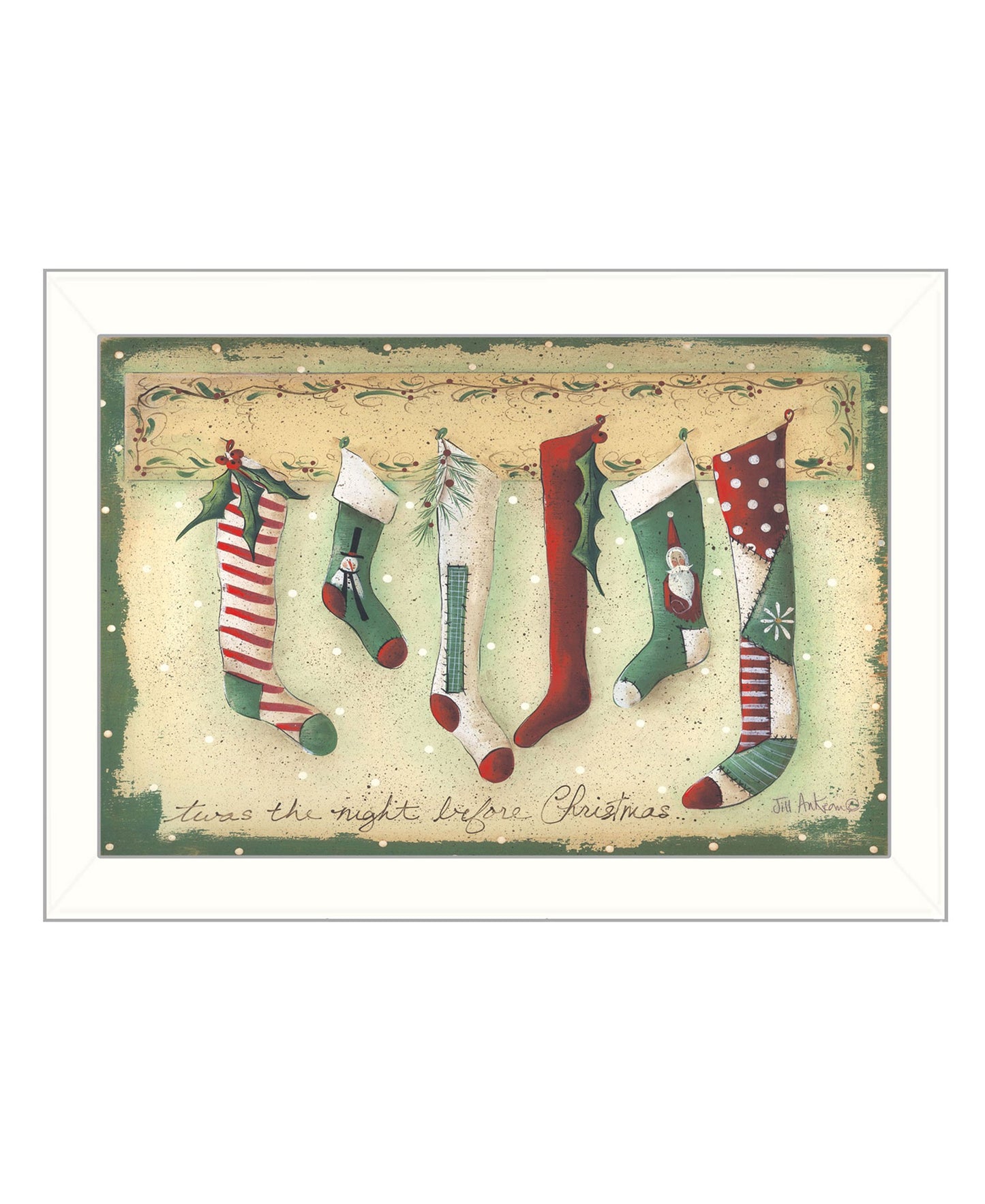 Stockings Were Hung White Framed Print Wall Art